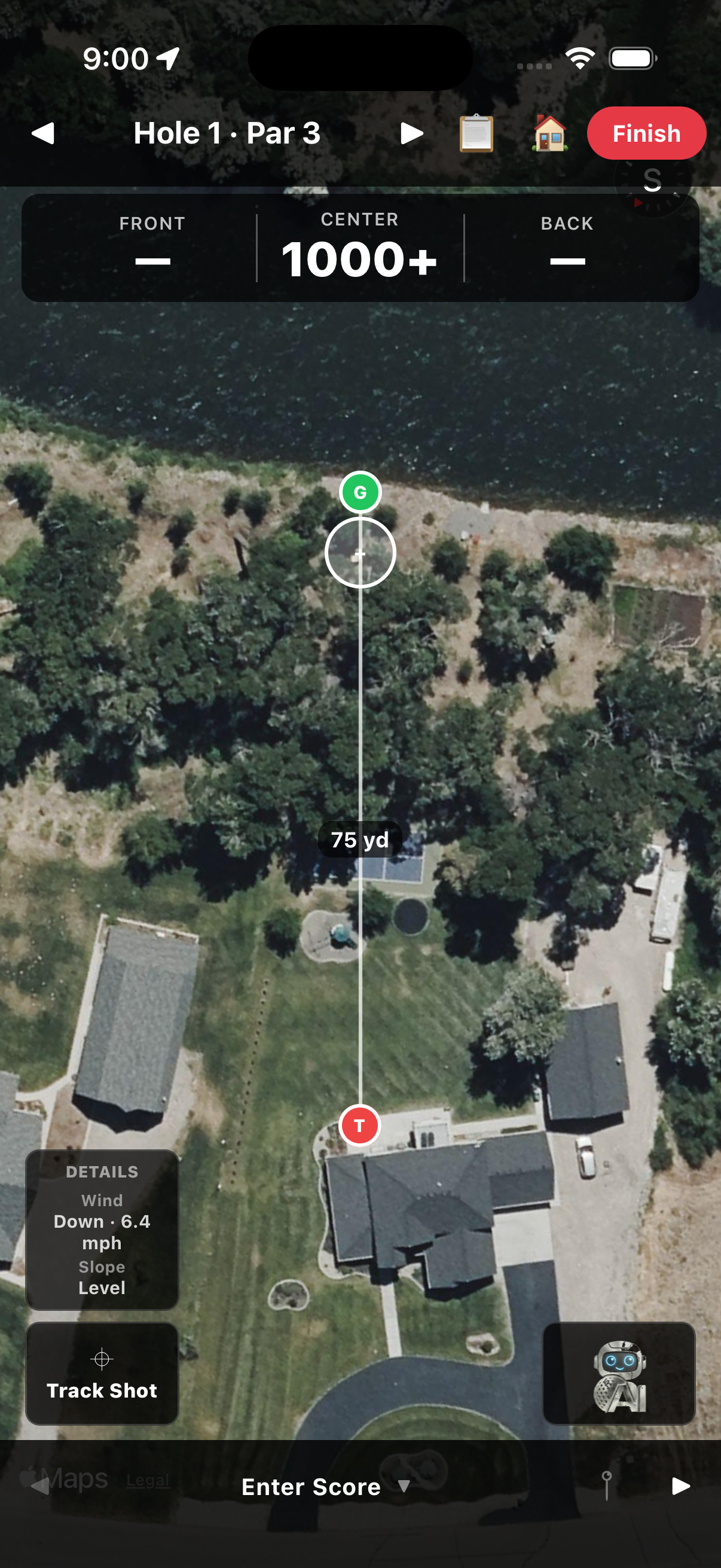 AI Caddie round screen